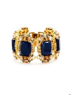 kate spade Gold-Tone Bracelet w/Navy, Champagne & Green Crystals